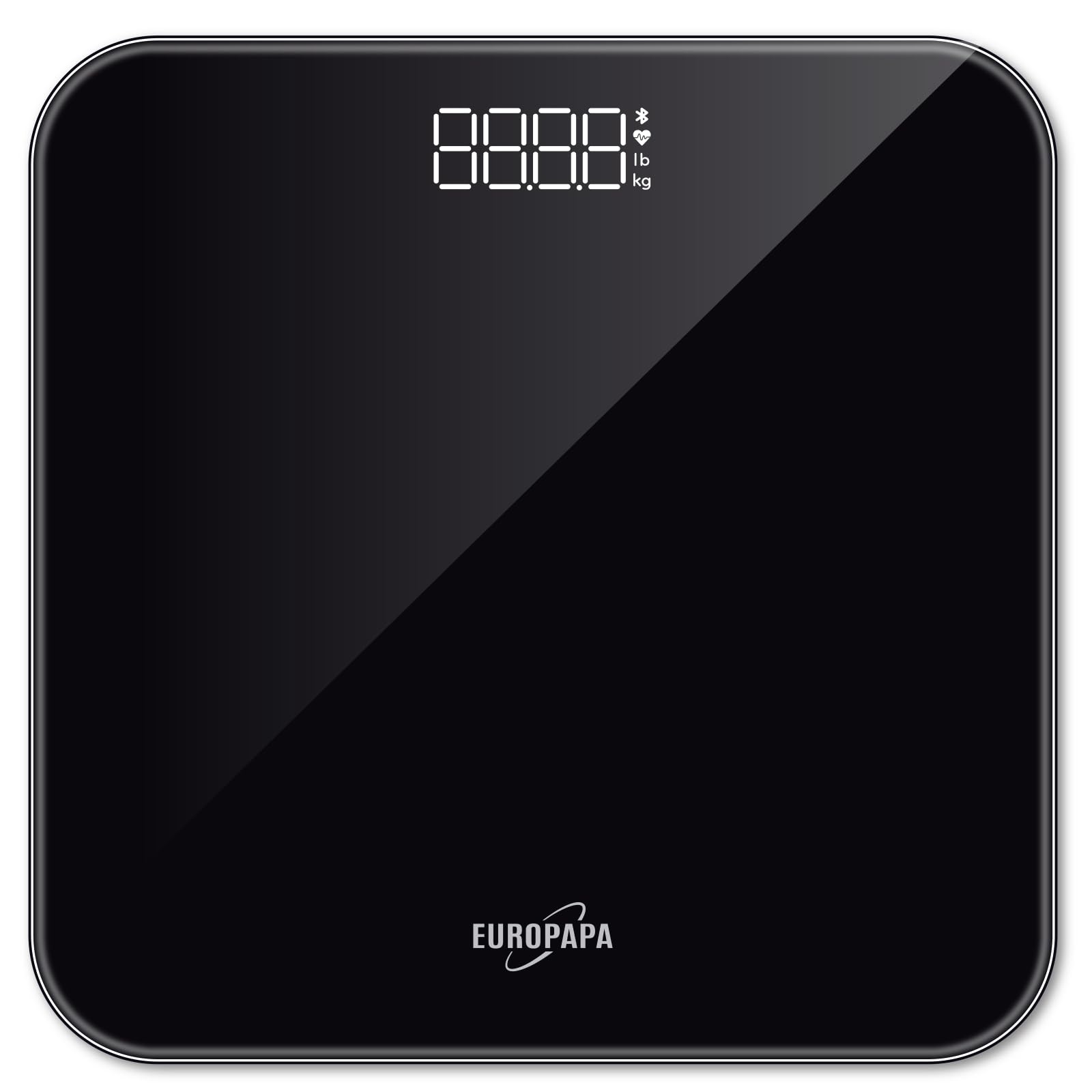 EUROPAPA® Personenwaage, Körperwaage mit Klare LED-Anzeige und Step-On, 180kg/400LB Digitale Waage Personen für Gewicht und BMI (Schwarz)