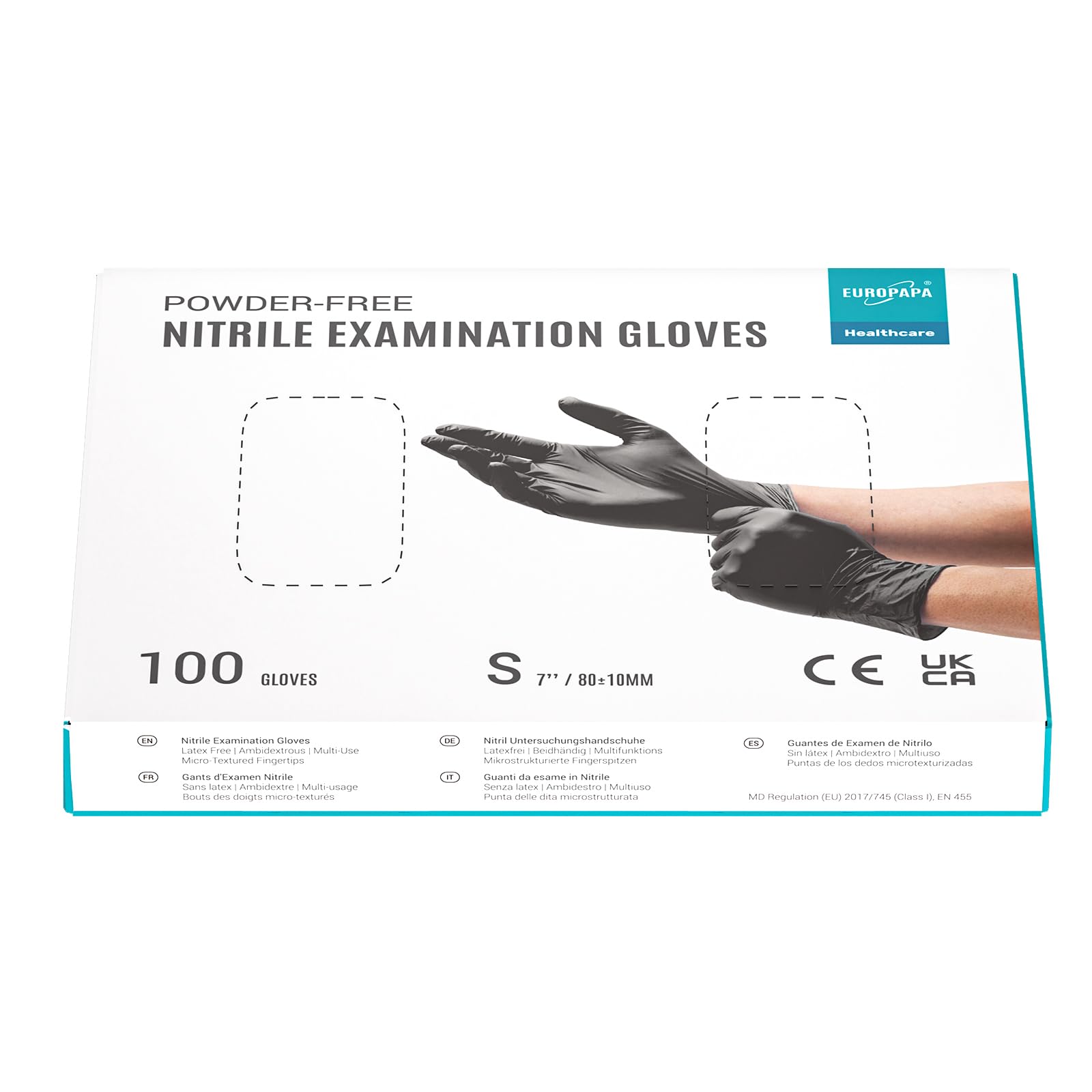 EUROPAPA® 1000x Nitrilhandschuhe Einweghandschuhe puderfrei Untersuchungshandschuhe EN455 EN374 latexfrei Einmalhandschuhe Handschuhe in Gr. S, M, L & XL verfügbar (Schwarz, S)