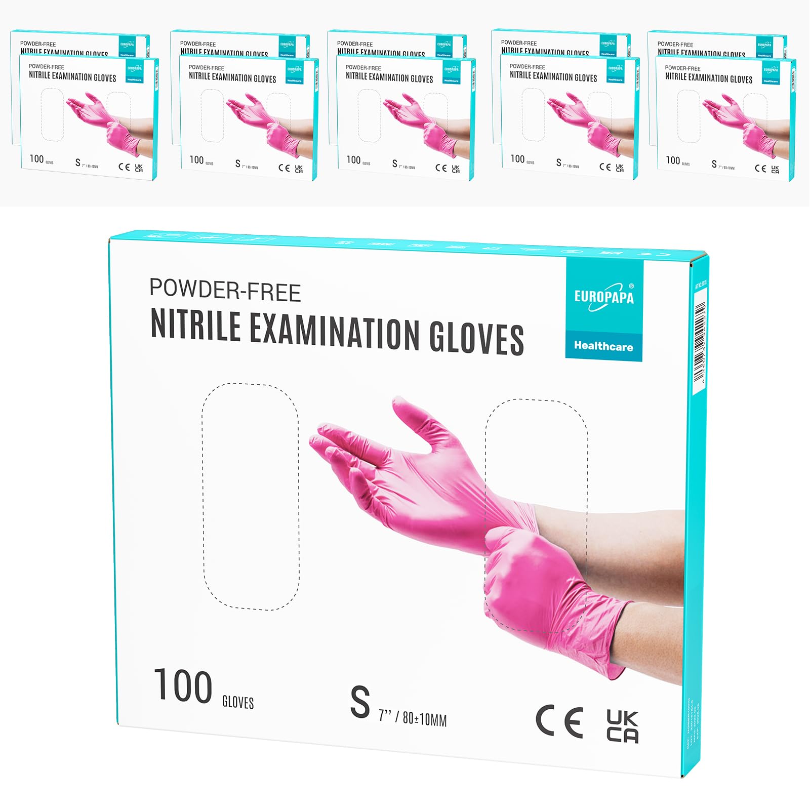 EUROPAPA® 1000x Nitrilhandschuhe Einweghandschuhe puderfrei Untersuchungshandschuhe EN455 EN374 latexfrei Einmalhandschuhe Handschuhe in Gr. S, M, L & XL verfügbar (Rosenrot, S)