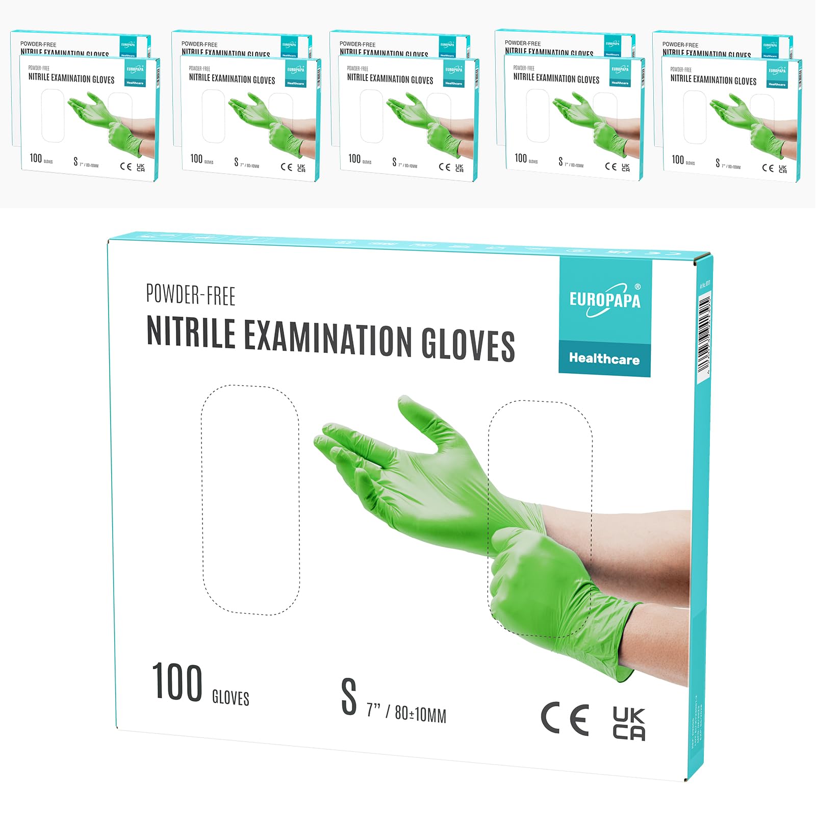 EUROPAPA® 1000x Nitrilhandschuhe Einweghandschuhe puderfrei Untersuchungshandschuhe EN455 EN374 latexfrei Einmalhandschuhe Handschuhe in Gr. S, M, L & XL verfügbar (Grün, S)