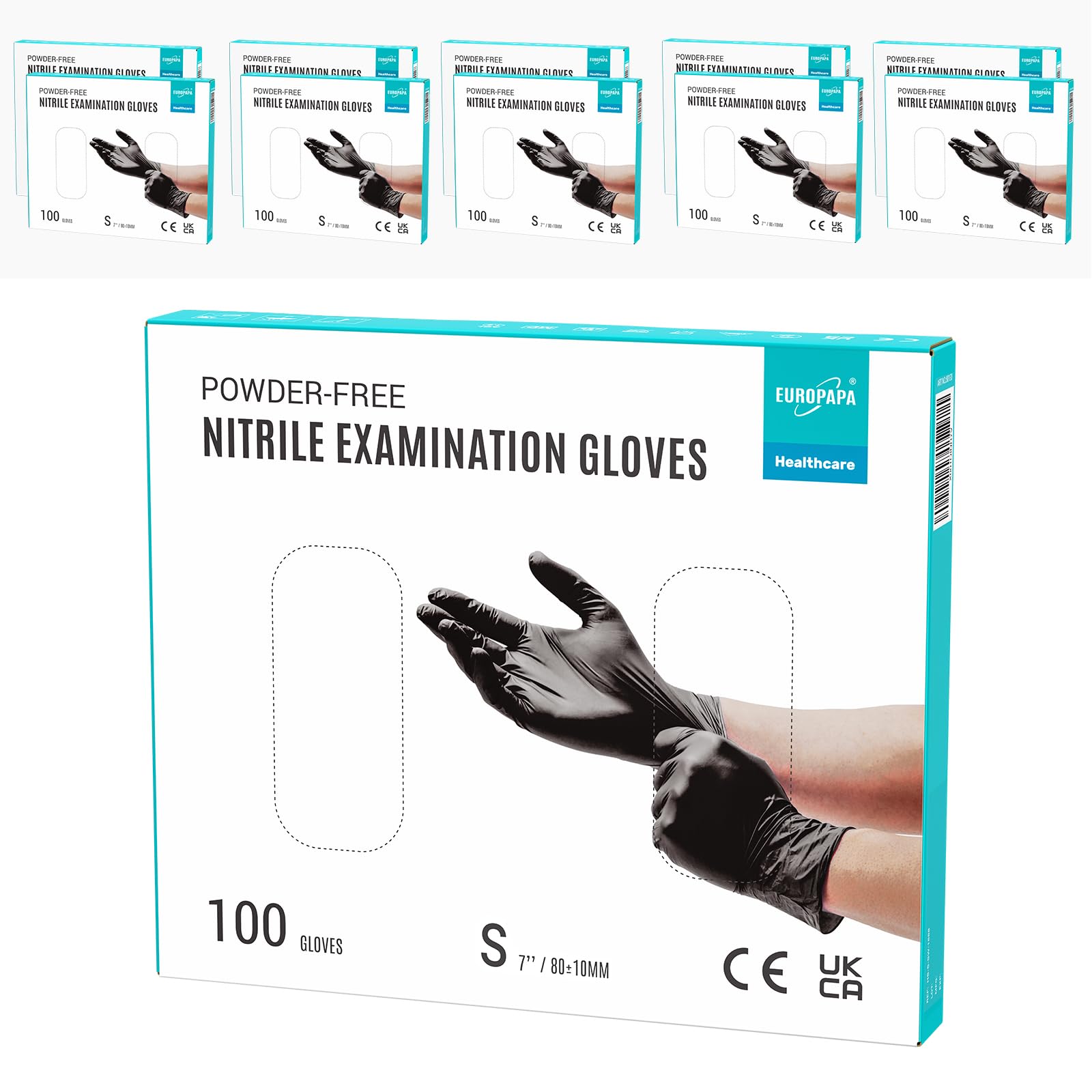 EUROPAPA® 1000x Nitrilhandschuhe Einweghandschuhe puderfrei Untersuchungshandschuhe EN455 EN374 latexfrei Einmalhandschuhe Handschuhe in Gr. S, M, L & XL verfügbar (Schwarz, S)
