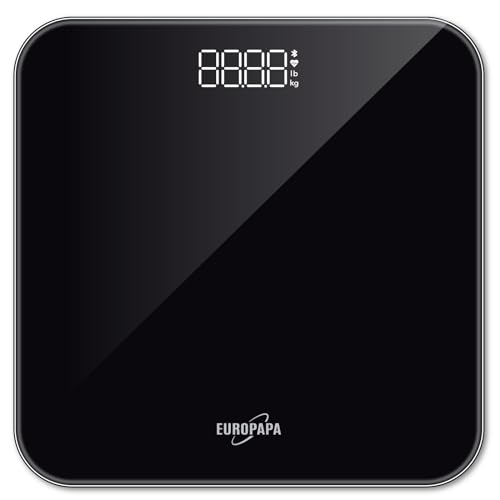 EUROPAPA ® personal scale, body scale with clear LED display and step-on, 180kg/400LB digital scale for weight and BMI